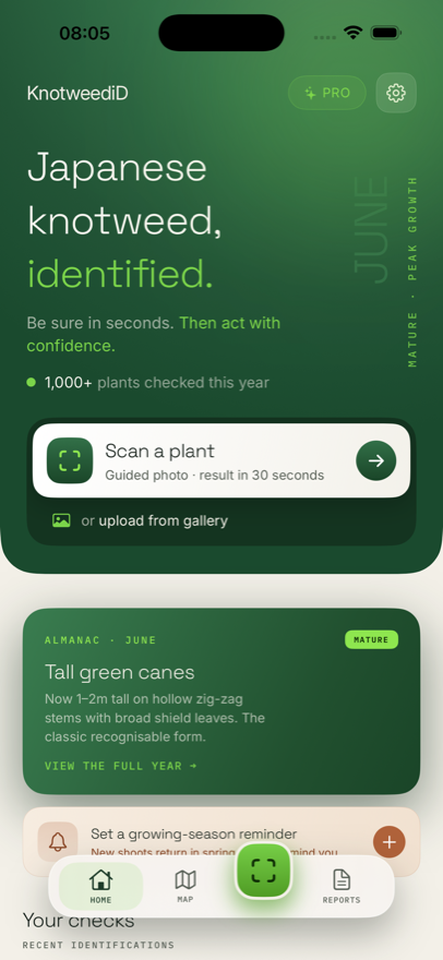 KnotweedID home screen