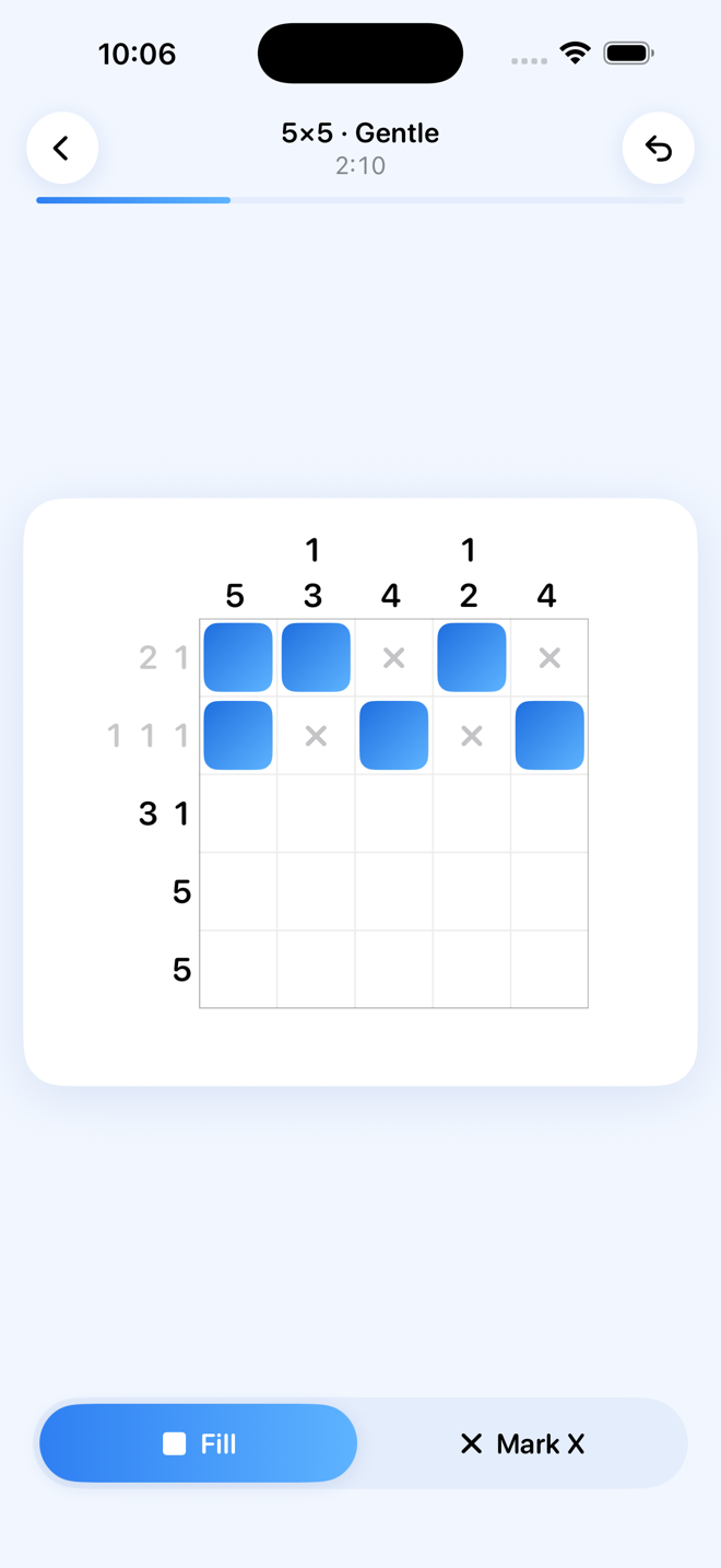 Nonogram Pure mid-puzzle